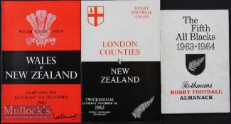 1963-4 New Zealand All Blacks UK Tour items (3): Programmes from the tourists’ game v London
