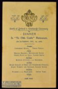Rare 1899 Rugby Menu Card^ NIFC v Edinburgh Univ: Clean neat single embossed card menu from the Olde