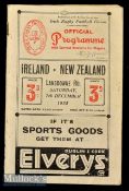 1935 Scarce Ireland v New Zealand Rugby programme: 20 pp fact-packed issue from Dublin^ in good