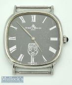 ‘Soccer Bowl 79’ Baume & Mercier Wristwatch with dark grey dial^ silver coloured hands and numerals^