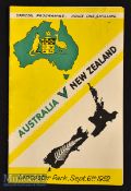 1952 New Zealand v Australia Rugby Programme: Bledisloe Cup match at Christchurch^ attractive 24