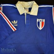 1990s France Match worn Rugby Jersey: Adidas XL Blue Jersey with ironed-on No. 10 treverse^ with