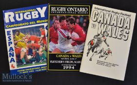 1994 Wales away N Hemisphere Rugby Programmes (3): Near mint issues from May’s RWC Qualifier v Spain