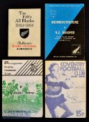 New Zealanders in the British Isles 1963-1982 Rugby Programmes–one signed (4): Grubby but popular