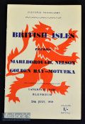 Scarce 1959 British & Irish Lions in NZ Rugby Programme: Less frequently seen^ the Marlborough^