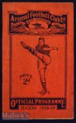 1938 Arsenal v Portsmouth football programme date 27Aug creases^ staple rust present^ overall A/G