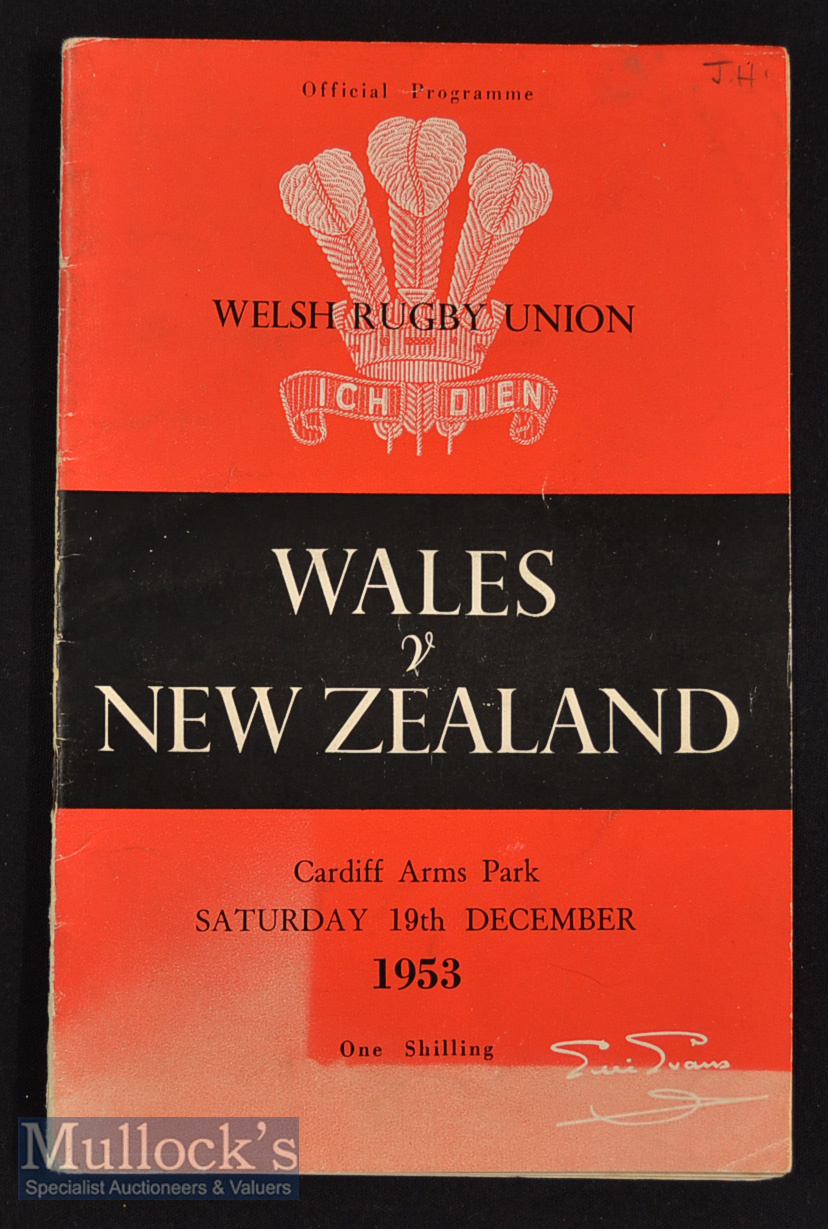 1953 Wales v New Zealand (13-8) Rugby Programme: First Welsh magazine-style issue^ from the famous