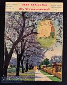 Scarce 1960 NZ All Blacks in S Africa Rugby Programme: Large packed edition for Northern Transvaal v