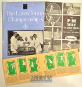 Collection of Tennis Ephemera from 1930/50s to incl 1951 Festival of Britain Wimbledon Programme for