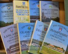 7x Christopher Helm County Cricket Club History Books and one Other (8)- Derbyshire (’89) - John
