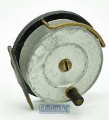Hardy Bros England “The Sunbeam 3 ¼ inch alloy fly reel - smooth bronzed lacquered brass foot^
