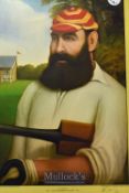 Fine Cricket Portrait of W G Grace signed ltd ed by the artist Harold Cantle – title “W G Grace –