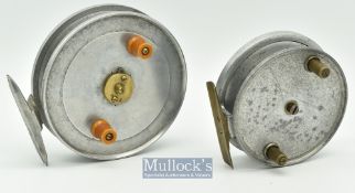 Blue Phantom Reels of Redditch centrepin reel 3 ½” dia - twin handle^ backplate check^ stepped brass