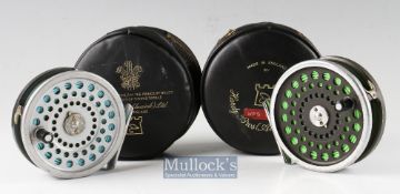 Hardy Marquis alloy fly reels and cases (2) -Marquis 10# 3.75” and 8/9# 3 5/8” both with