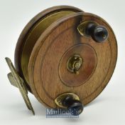 Carter & Co London Nottingham Wooden and brass star back trolling reel – 5” dia – with rear brass