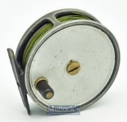 Hardy Bros England “The Fly” 3 3/8 inch alloy fly reel c.1940/50s - smooth brass foot^ solid drum