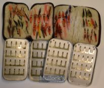 Hardy Fly Wallet^ Tin and Selection of Flies includes a tan leather case containing various