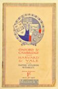 1923 Scarce Oxford/Cambridge v Harvard/Yale joint University Athletic match Programme – held at
