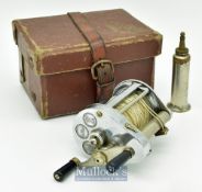 Hardy Bros Alnwick The Elarex Multiplier reel and accessories - twin handle^ runs smoothly^ ribbed
