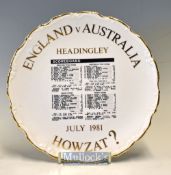 1981 England v Australia Cricket Commemorative bone china plate – overall 8.25” dia – the third test