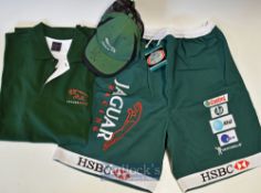 3x Jaguar Official Racing Merchandise shirts and signed cap – both in original racing colours to