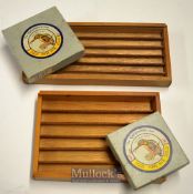 2x Veniard Style Display boxes for either silk or floss for fly tying – with perspex sliding lids
