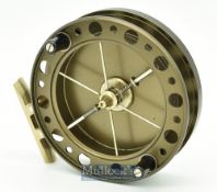 J.W. Young & Sons The Purist 2040 centrepin reel 4 ½” with on/off check^ S/R 0342^ runs smoothly -
