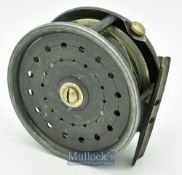 W.H Dingley Alnwick alloy salmon fly reel 4 ¼” in a ‘perfect’ style^ with nylon line^ wide drum^