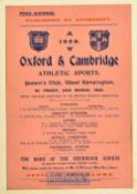 Rare 1899 Oxford v Cambridge Athletic Sports programme – single card held at Queen’s Club West