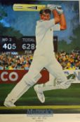 1988 Graeme Hick ‘405 not Out’ Cricket signed ltd ed print no 72/405 signed by both Hick and the