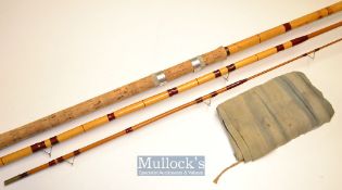 Good Hardy Alnwick “The Expert” whole and split cane match rod serial number G35096- 12ft 3pc with