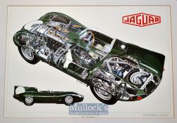 1955 Jaguar D-type signed ltd ed print by Tony Matthews - signed in pencil to the border by the