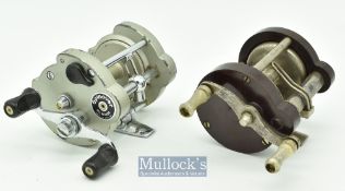 2x Multiplying reels - Milwards Spinover level wind multiplier reel with hinged foot^ dimple
