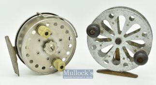 2x Grice & Young Reels - Sea Jecta Mk III 4 ¼” wide drum centrepin reel twin handled^ wire line