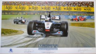 David Coulthard 1998 Formula One Winner at San Marino Grand Prix signed ltd ed print by Coulthard