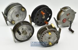 Selection of various alloy reels to include Hardy The Silex Major 3 ¼” (damaged)^ DAM Trutta 5200