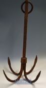 Cast Iron 4 Pronged Grappling Hook/Anchor – overall 22” long x 12”x 12”