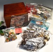 Quantity of fly tying feathers^ furs^ reels and cottons to consist of a selection of various