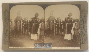 India - Original real photo stereo view showing Giants from the Kashmir state taken during the Delhi