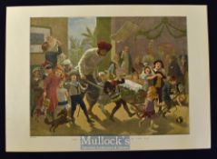 India - c1900 The Yule Log in India - Bringing in the Ice colour illustration from the drawing by