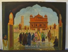 India – S.G. Thakur Singh ‘Golden Temple, Amritsar’ Painting – Oil on Canvas, measures 60x45cm