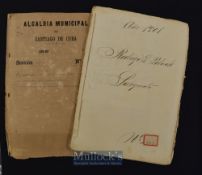1901 Emilio Bacardi-signed string-bound manuscript - a group of documents relating to the service of