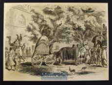 India - Courtyard of the Palace of the Grand Mogol in Delhi original engraving 1857 after a painting