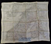 Raf Silk Escape Map - Scandinavia And The Baltic, Circa 1942 Showing Murmansk, Hamburg & Leningrad