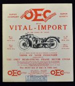 Motoring - O.E.C. Motor Cycles, 1930 Sales Catalogue - A fine 3 Fold out 6 page Sales Catalogue,