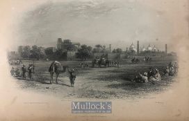 India & Punjab – View of Lahore antique steel engraving of Lahore showing the Badshahi Mosque and