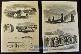 China - Chinese Funeral Customs engravings two engraved pages showing the Tomb of Yung-Lo, Ming