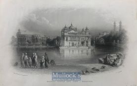 India & Punjab – Golden Temple of Amritsar original antique steel engraving titled ‘Sacred Temple