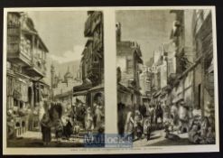 India & Punjab - Two Street Scenes in Lahore 1858 original engraving from drawings by W. Carpenter