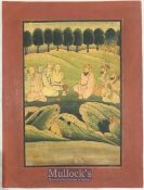 India & Punjab - Guru Nanak Sikh Miniature - Large Indian miniature of the founder of the Sikh